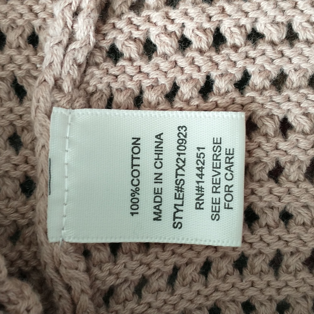 Joie v-neck cardigan sweater open large weave knit crochet cropped tan size XS - Picture 7 of 7